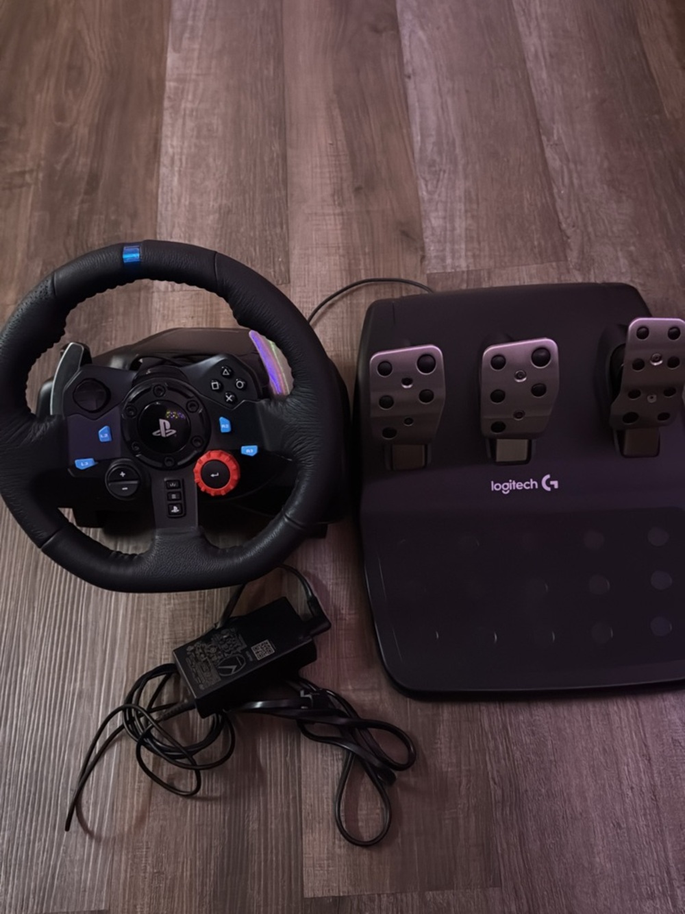 Logitech G Black Racing Wheel and Pedal Set with Blue Accents